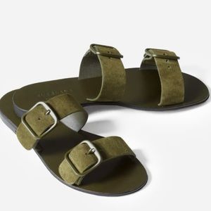 Everlane modern Buckle Suede Green Sandal 8